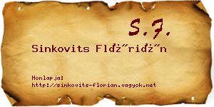 Sinkovits Flórián névjegykártya